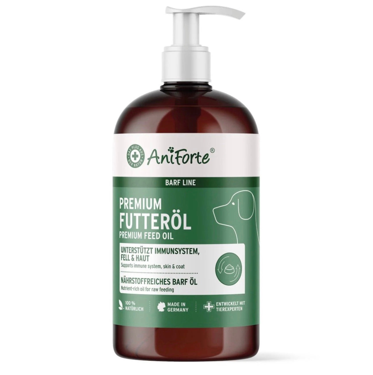 AniForte - BARF-Line Premium Omega 3-6 Futteröl - Essentielle FettsäurUnterstützt das Immunsystem
Für vitale Haut & Haare
Unterstützt den Zellstoffwechsel
Ideal zum Barfen
Futteröl für Tiere
Barf Öl für Tiere aus hochwe