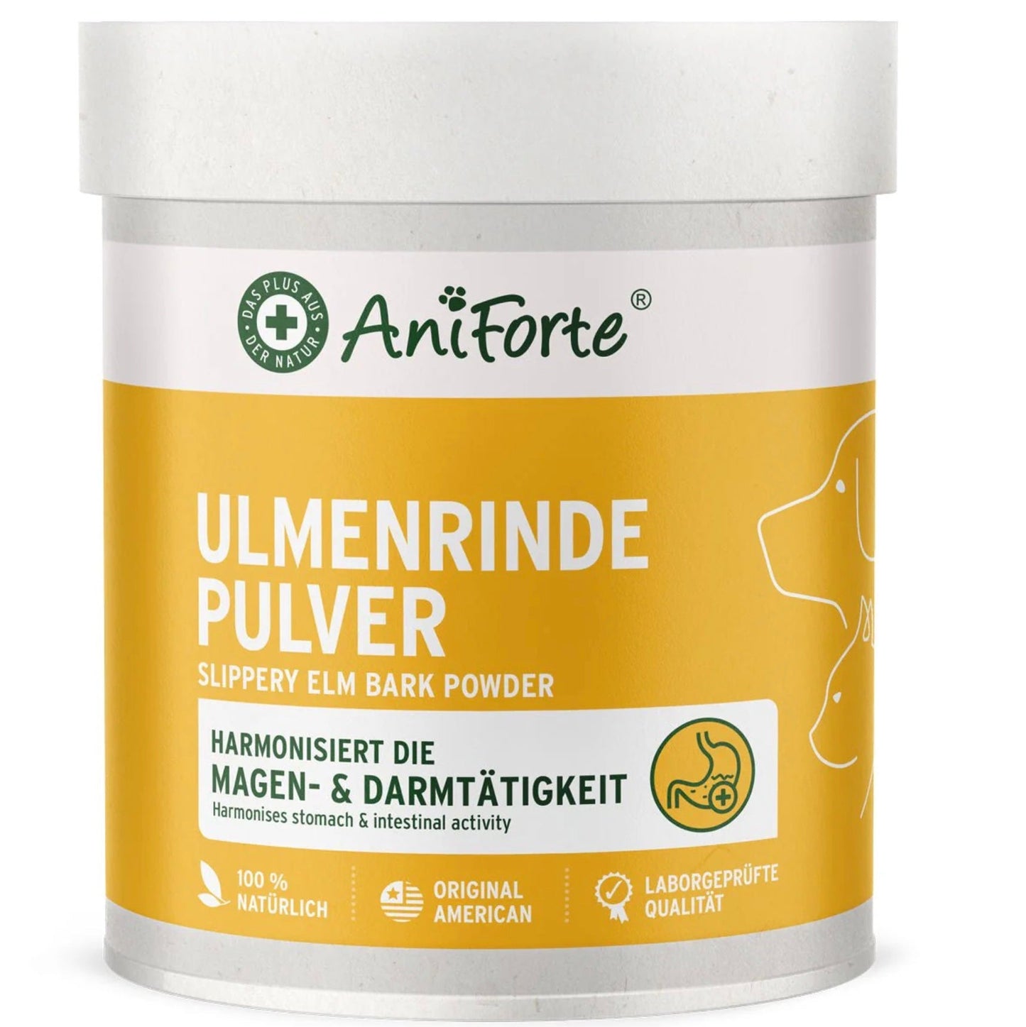 Ulmenrinde Pulver unterstützt die Magen-Darm-Gesundheit von Hund, Katze und Pferd. Es harmonisiert den Verdauungstrakt auf natürliche Weise und fördert die Gesundheit.