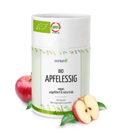 BIO Apfelessig Kapseln, ungefiltert, vegan, 180 Kapseln, mit Essigmutter, 5% Essigsäure.
