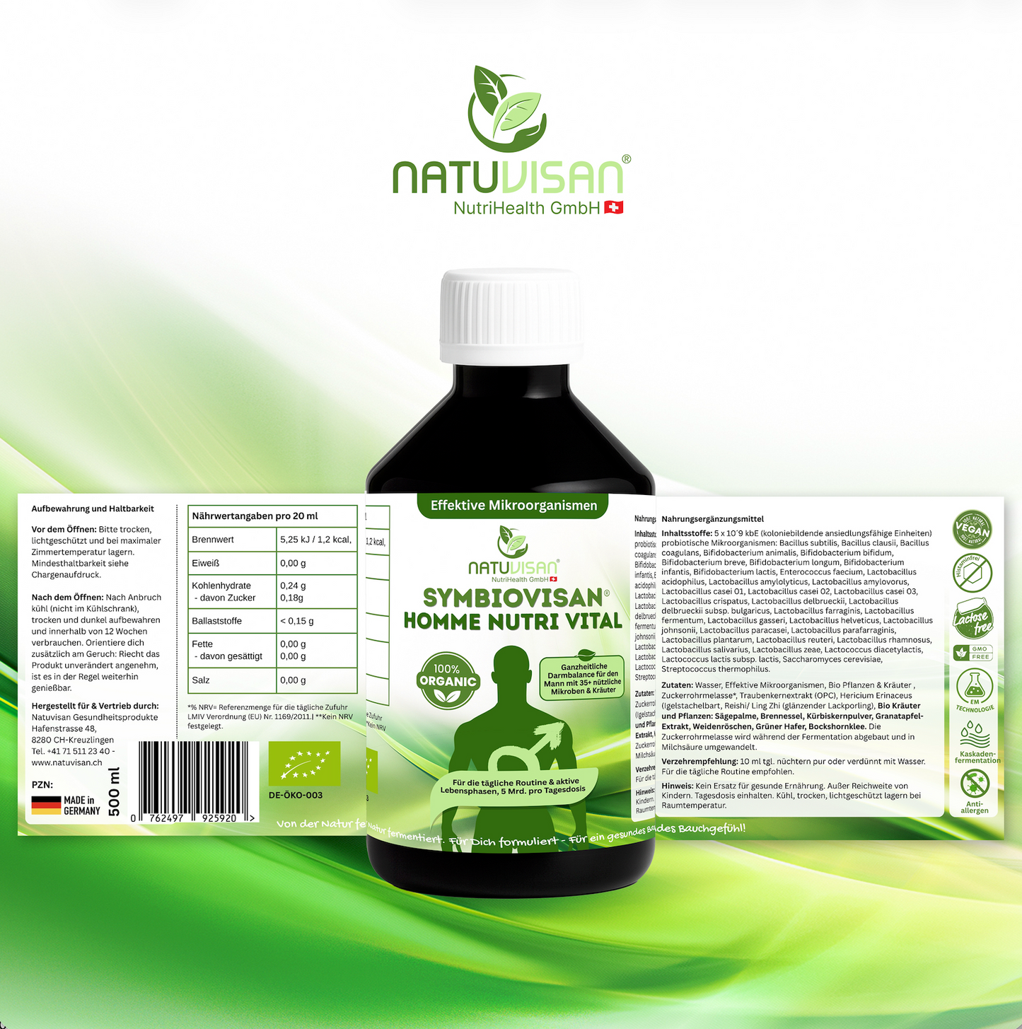 Symbiovisan® Bio HOMME Nutri Vital - Darmbalance & Vitalität für den Mann - 500 ml