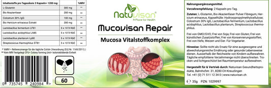 MUCOVISAN REPAIR Darm-Vitalkomplex mit Hericium erinaceus - 60 Kapseln