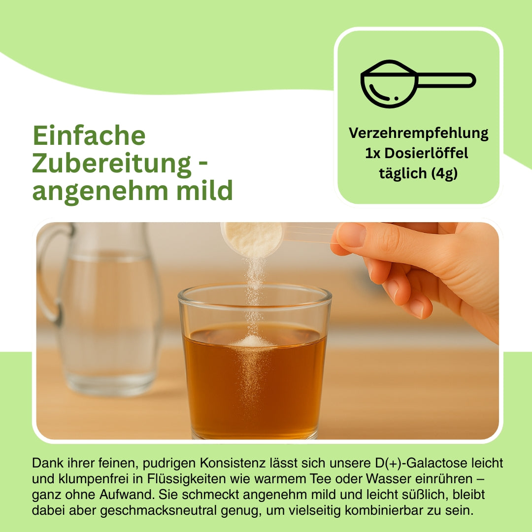 Natuvisan D(+)-Galactose – hochwertiges, leicht dosierbares Monosaccharid-Pulver zur Verwendung in Smoothies, Getränken oder beim Backen als Zuckerersatz
