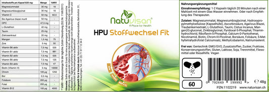 HPU Stoffwechsel FIT Aktiv Mikronährstoff Komplex mit Bor und L-Glutathion - 60 Kapseln