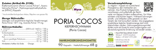 Natuvisan Myco Vital BIO Vitalpilz PORIA COCOS Kieferschwamm 756 mg - 90 Kapseln