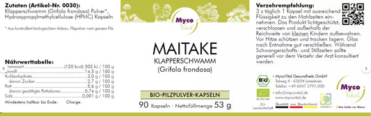 Natuvisan Myco Vital Maitake Etikett