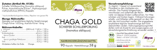 Natuvisan Myco Vital Vitalpilz Chaga Gold Etikett