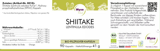 Natuvisan Myco Vital Vitalpilze Shiitake Etikett