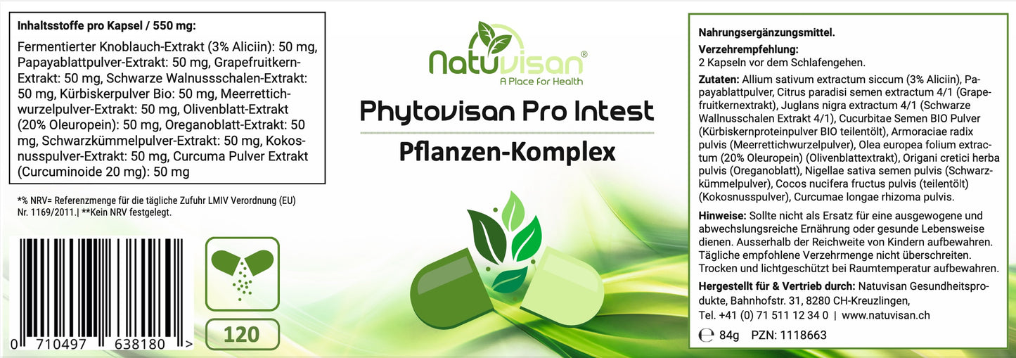 PHYTOVISAN Pro Intest - 11 Kräuterkomplex PLUS Oregano- 120 Kapseln