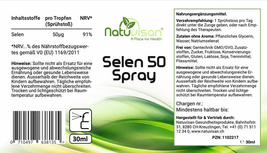 SELEN 50 - Antioxidant und Enzymaktivator - vegan - 30 ml Spray