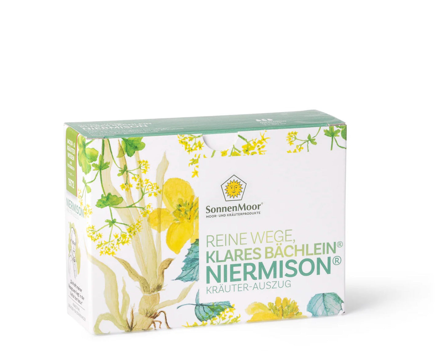 Flasche SonnenMoor Niermison® Kräuterauszug – 100 ml in einer praktischen Flasche, die eine Kräutermischung zur Unterstützung der Nieren- und Harnwegsgesundheit zeigt.