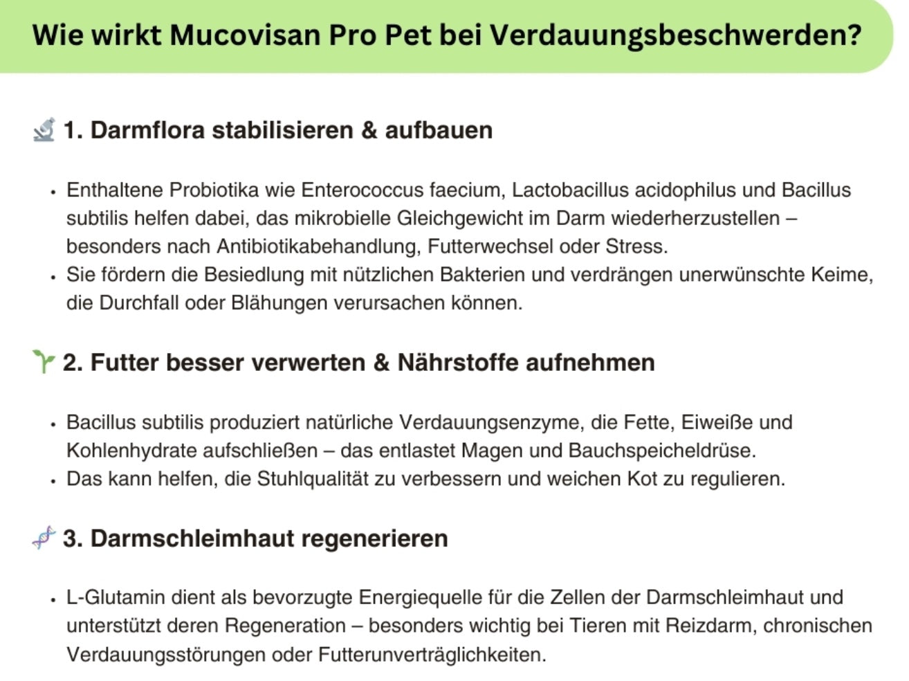 Produktabbildung der Natuvisan Mucovisan Pro Pet Kapseln, speziell entwickelt zur Förderung eines gesunden Verdauungstrakts für Hunde und Katzen.