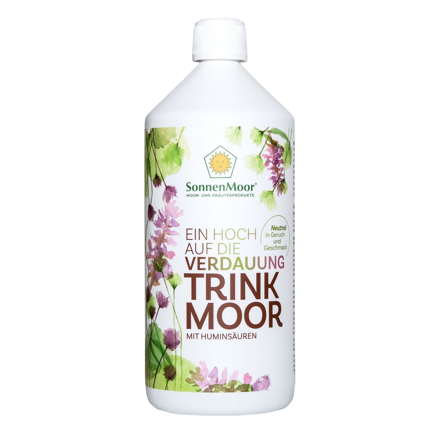 Flasche SonnenMoor TrinkMoor – 500 ml in einer praktischen Flasche, die das natürliche Moor zur Förderung der allgemeinen Gesundheit und Vitalität zeigt