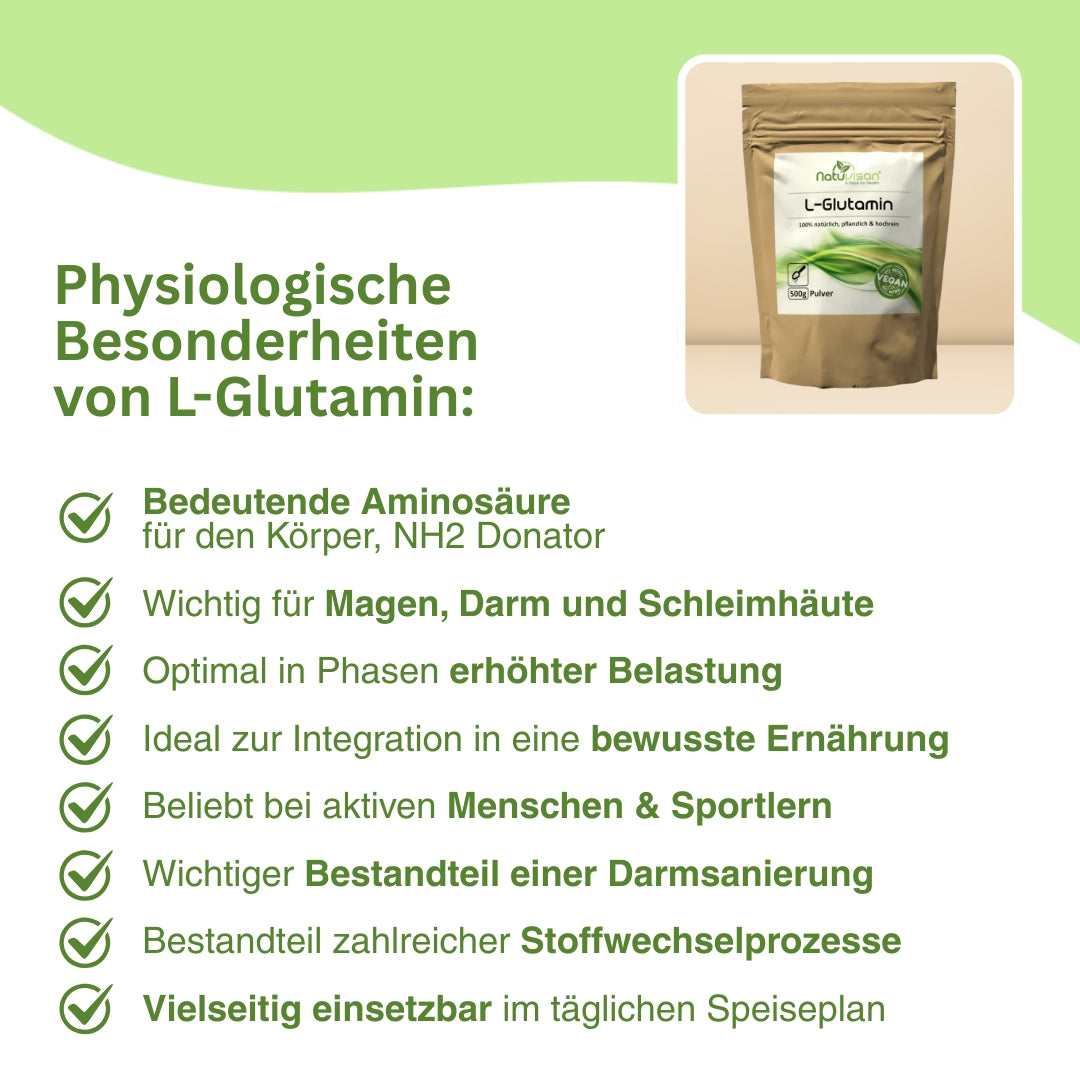 Veganes L-Glutamin von Natuvisan – hochwertige Aminosäure ohne Zusatzstoffe