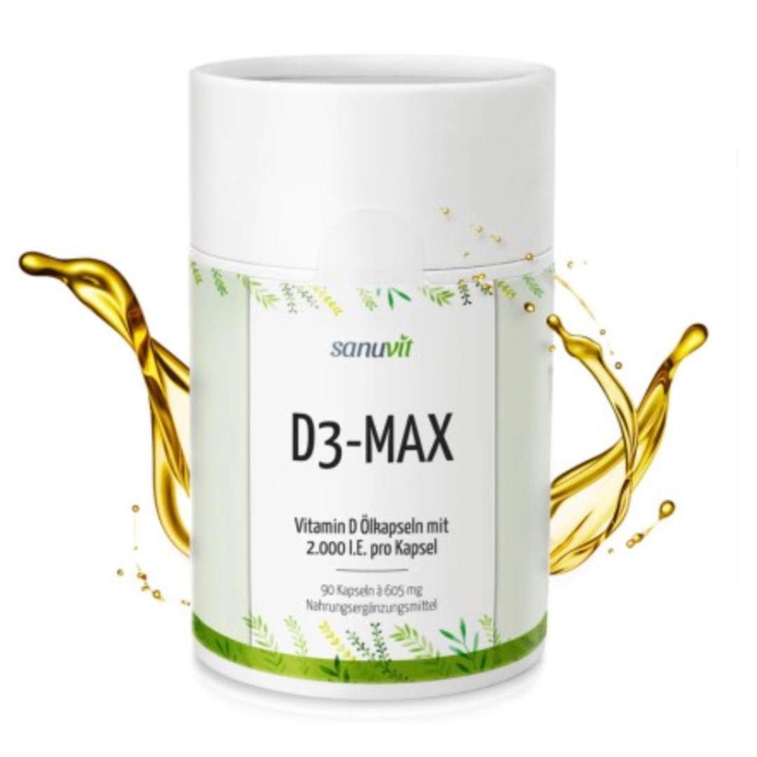 Vitamin D3 Max 2000 I.E + K2 + Avocado Öl + Lecithin - 90 Kapseln