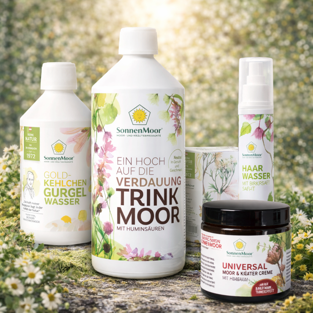 Moor- und Kräuterprodukte von SonnenMoor als Symbol für traditionelle Naturkraft