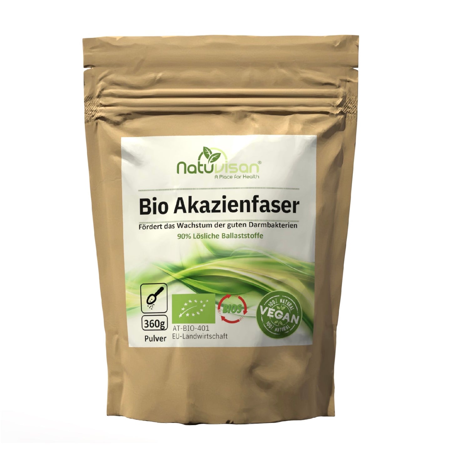 Akazienfaser – natürlicher, löslicher Ballaststoff. Unterstützt Verdauung, Darmflora & Mikrobiom. Sanft, gut verträglich & vielseitig einsetzbar.