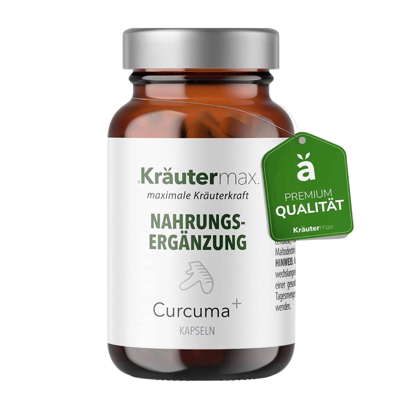 Kräutermax Curcuma und Artischockenblätter - 60 Kapseln, Nahrungsergänzungsmittel in Braunglasflasche, Premium-Qualität.