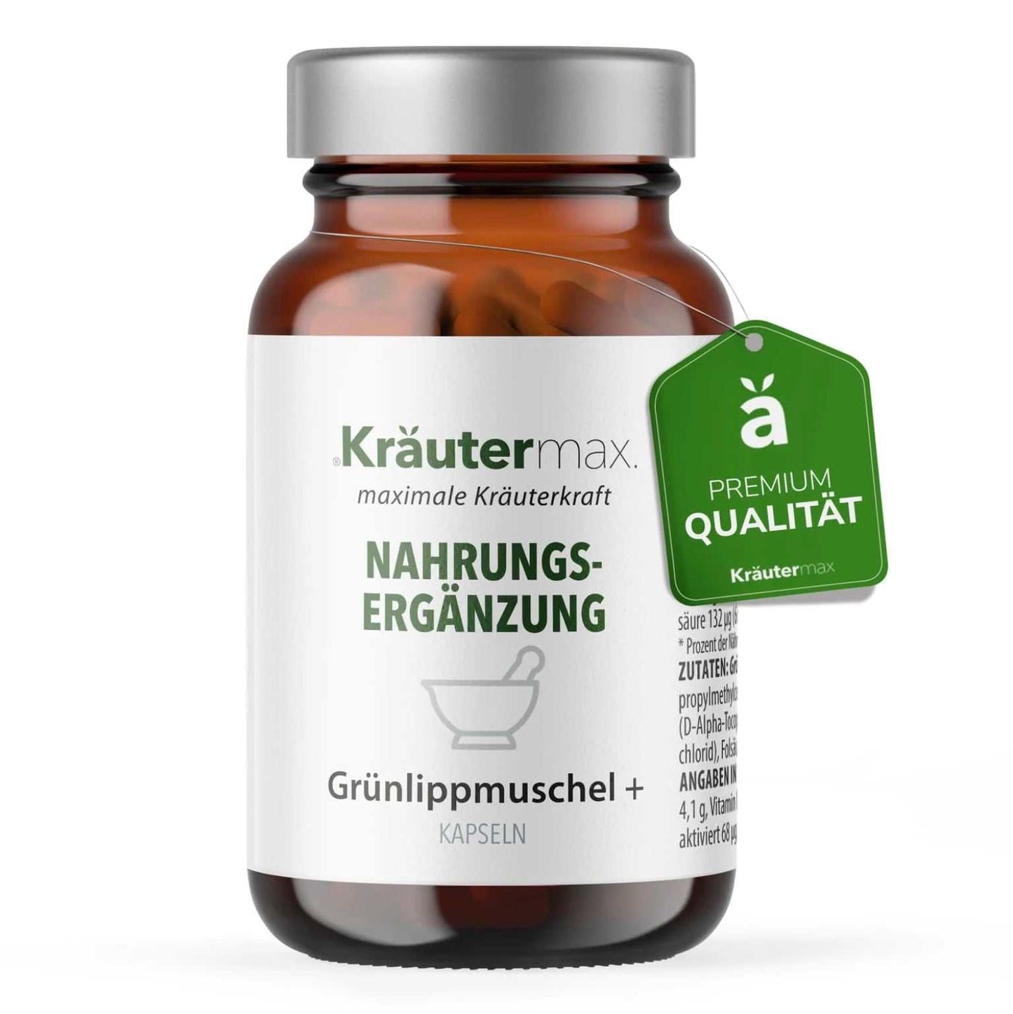 Kräutermax Grünlippmuschel Extrakt Plus Kapseln mit Omega 3, 75 Stück, Nahrungsergänzung, hochwertige Nährstoffzufuhr.