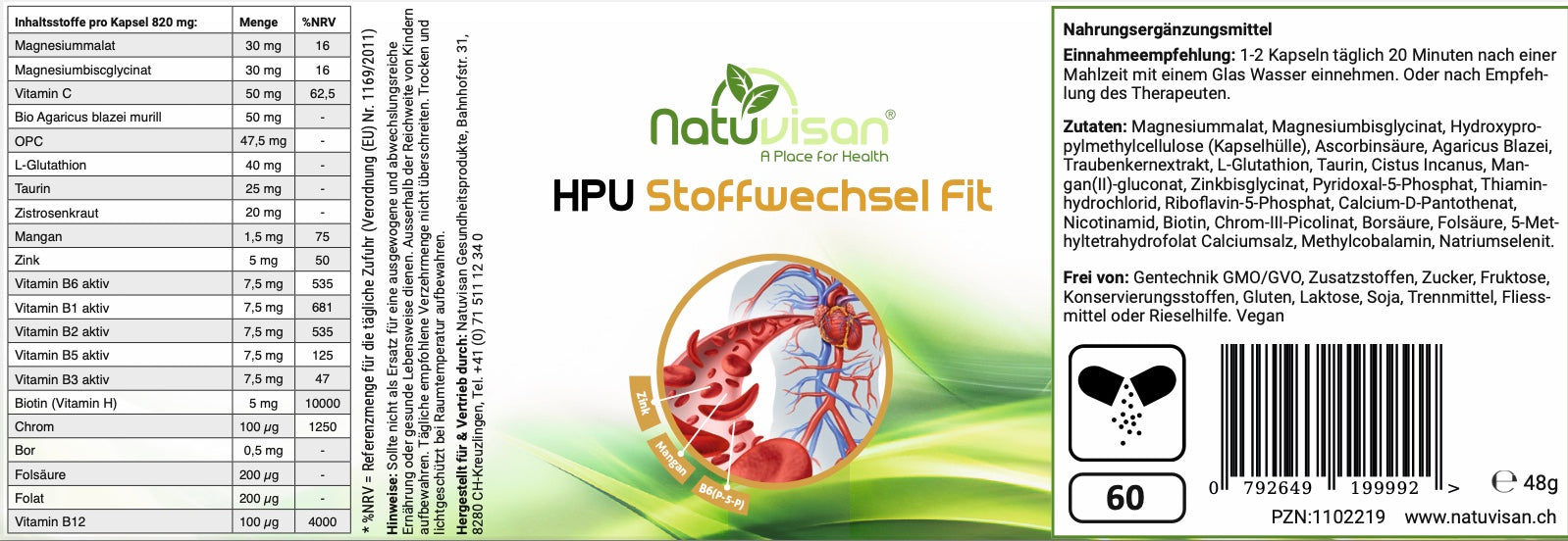 HPU Stoffwechsel Fit - KPU - Vitalstoff-Komplex - 60 Kapseln