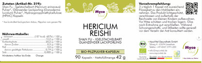MycoVital BIO Vitalpilz HERICIUM-REISHI Bio- Pilzpulver 533 mg- 90 Kapseln