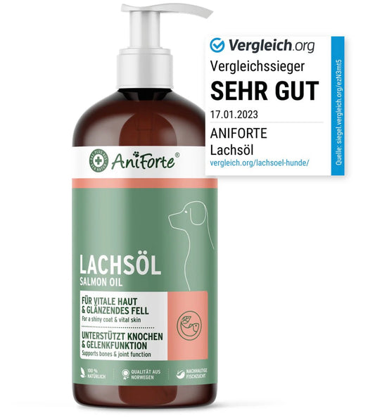 AniForte Lachsöl - Omega 3 - Stoffwechsel, Knochen & Fell - Hund, Katze und Pferd - 100ml