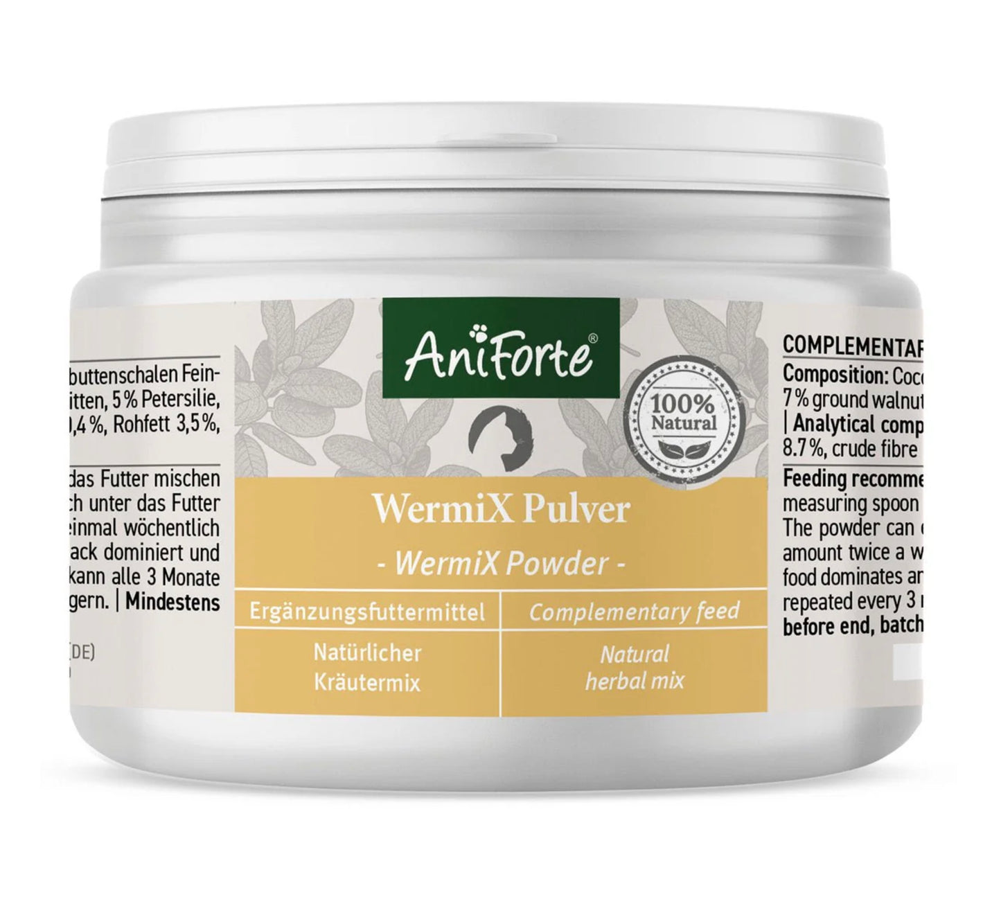 AniForte WermiX Pulver - Natürliche Wurmkur für Katzen - 25g