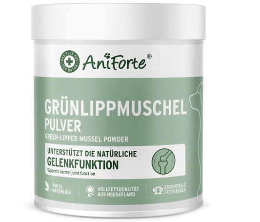 AniForte Grünlippmuschel Pulver Gesunde Gelenk- und Knorpelfunktion Tiere - 100g