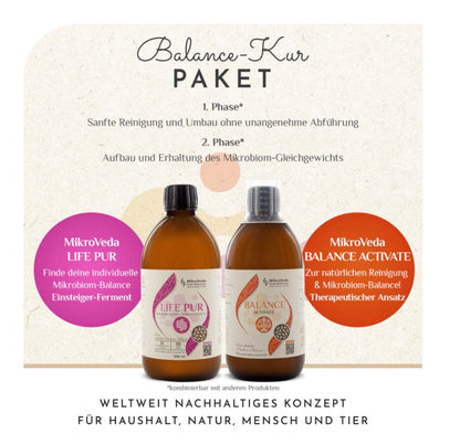 MikroVeda DARM AUFBAU - ACTIVATE SENSITIVE DE-ÖKO-037; natürliche Mikrobiom-Balance-Kur für sensible Verdauung; Balance-Kur-Paket; sanfte Reinigung und Unterstützung des Darms.