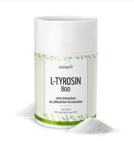 L-Tyrosin 800 mg vegan - 180 KapselnL-Tyrosin 800 versorgt den Körper gezielt mit der Aminosäure L-Tyrosin. Unser Produkt ist besonders hochdosiert mit 800 mg reinem L-Tyrosin aus pflanzlicher Fermenta