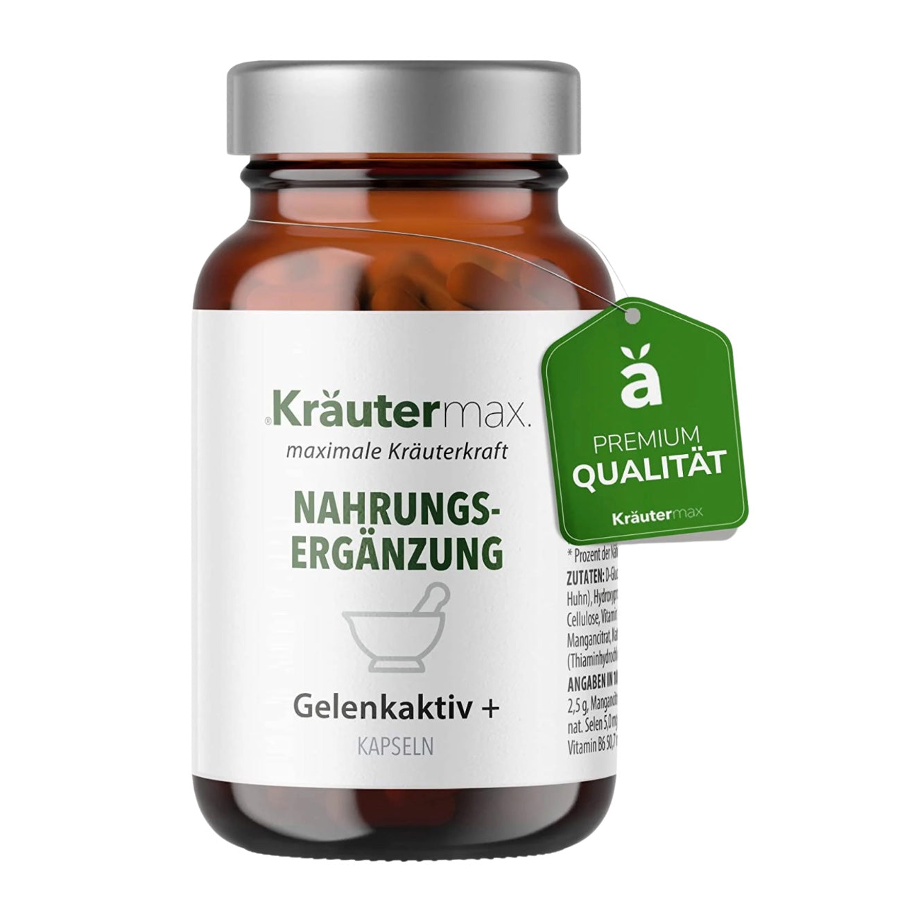 Gelenk aktiv Kapseln von Kräutermax mit Glucosaminsulfat, Chondroitinsulfat und Vitamin C unterstützen gesunde Gelenkfunktionen und normale Kollagenbildung.