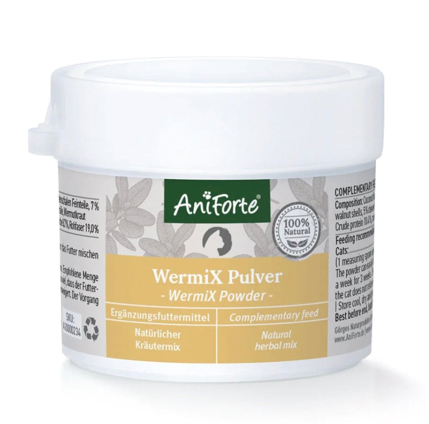 AniForte WermiX Pulver - Natürliche Wurmkur für Katzen - 25 g
