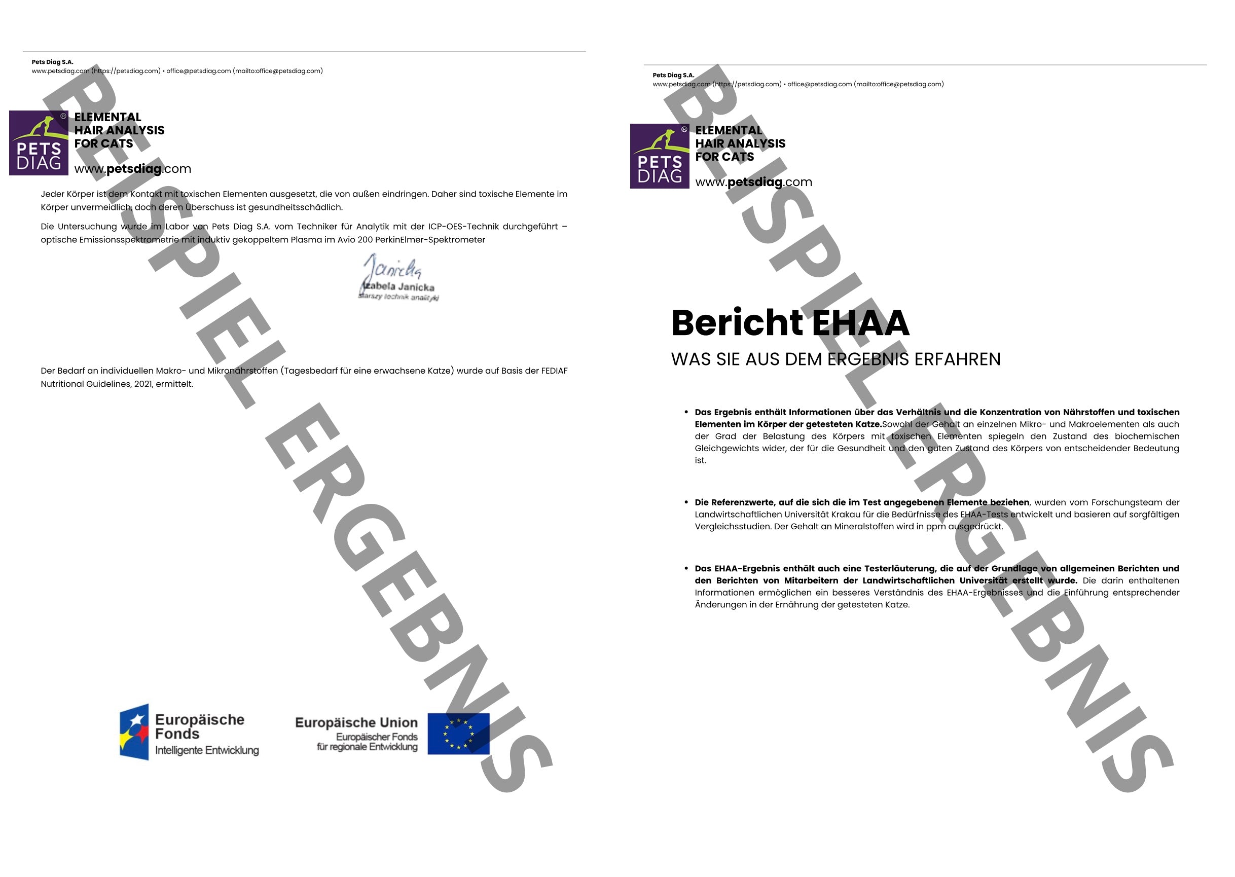 EHAA Premium Gesundheits-Check - Fellmineralanalyse für Deine KatzeDie EHAA informiert über den Zustand, die Krankheiten und die individuellen Ernährungsbedürfnisse der getesteten Katze. Wie ist es möglich?
Basierend auf den nachgew