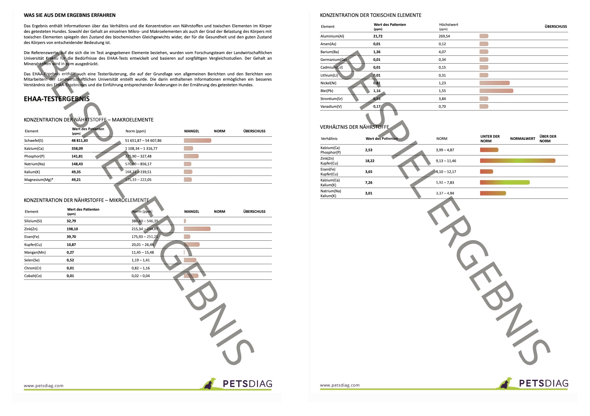 EHAA Premium Gesundheits-Check - Fellmineralanalyse für Deinen HundDie EHAA informiert über den Zustand, die Krankheiten und die individuellen Ernährungsbedürfnisse des getesteten Hundes. Wie ist es möglich?
Basierend auf den nachge