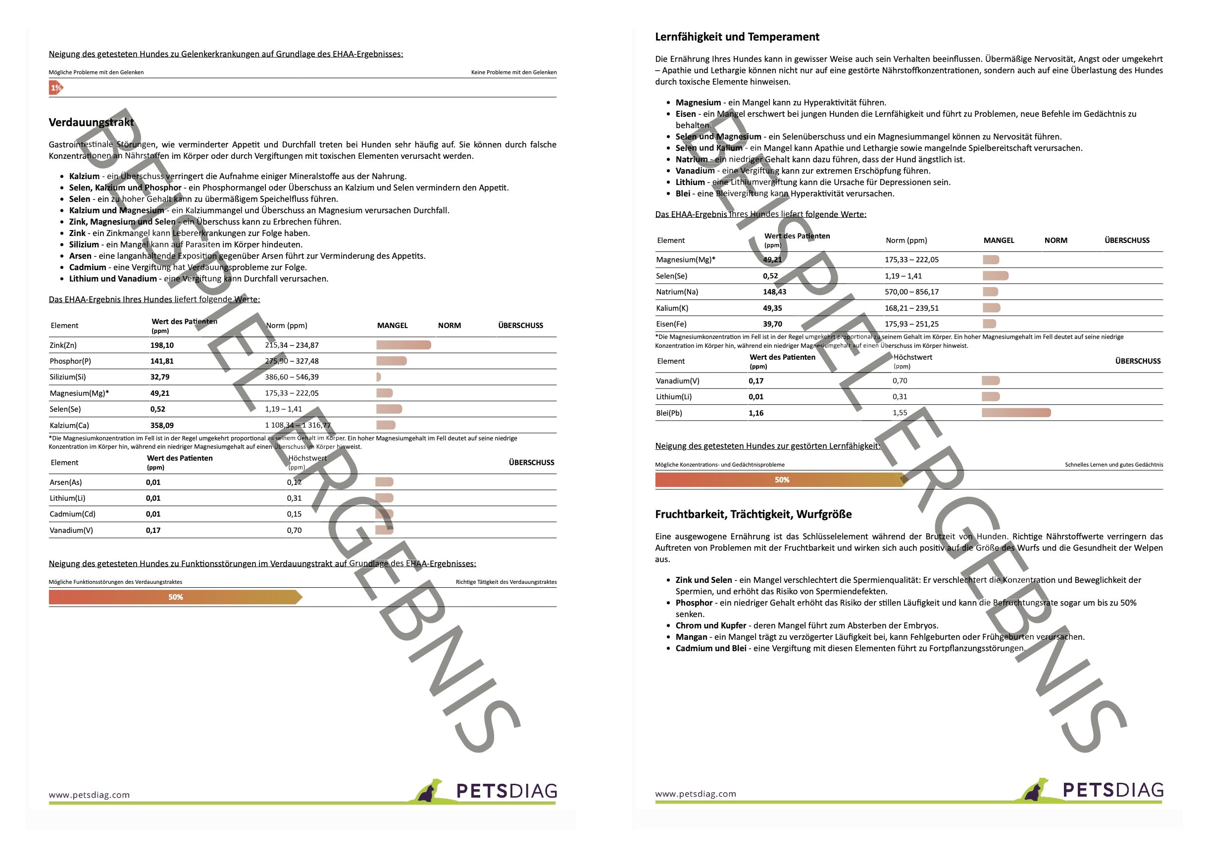 EHAA Premium Gesundheits-Check - Fellmineralanalyse für Deinen HundDie EHAA informiert über den Zustand, die Krankheiten und die individuellen Ernährungsbedürfnisse des getesteten Hundes. Wie ist es möglich?
Basierend auf den nachge