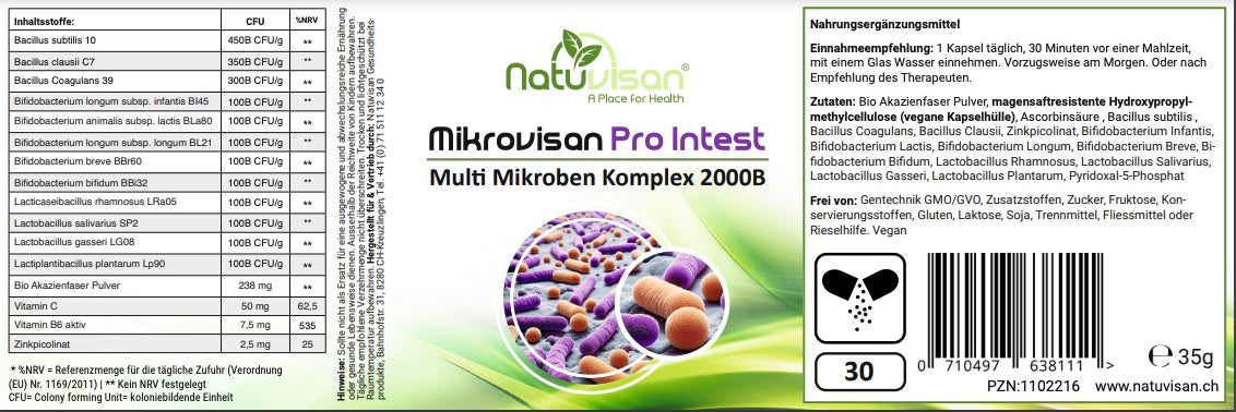 MIKROVISAN PRO INTEST - sporenbildende Mikroben - Mikrobiom Regulation - 2000B pro Kapsel - 30 Kapseln