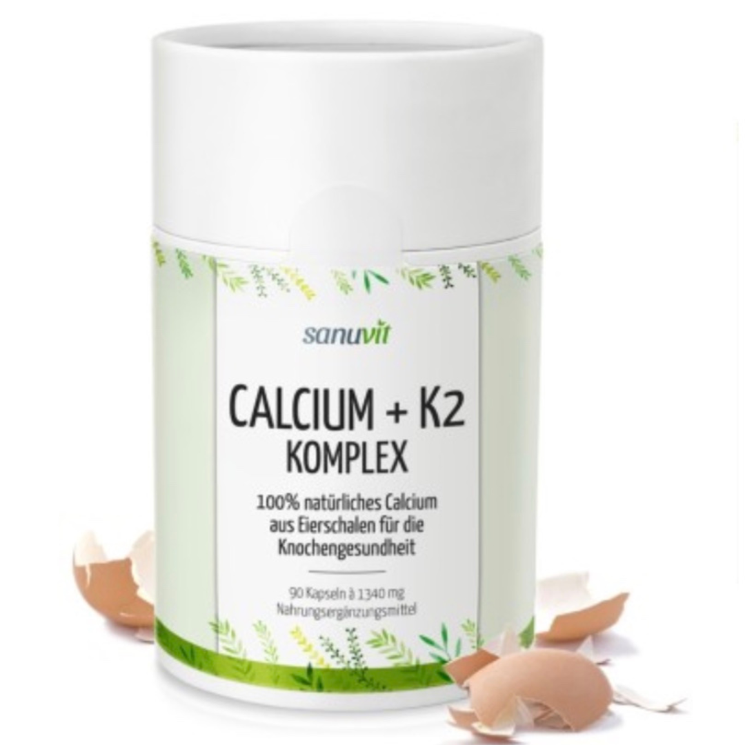 Calcium 416 mg aus Eierschalen + K2  Komplex - 90 Kapseln