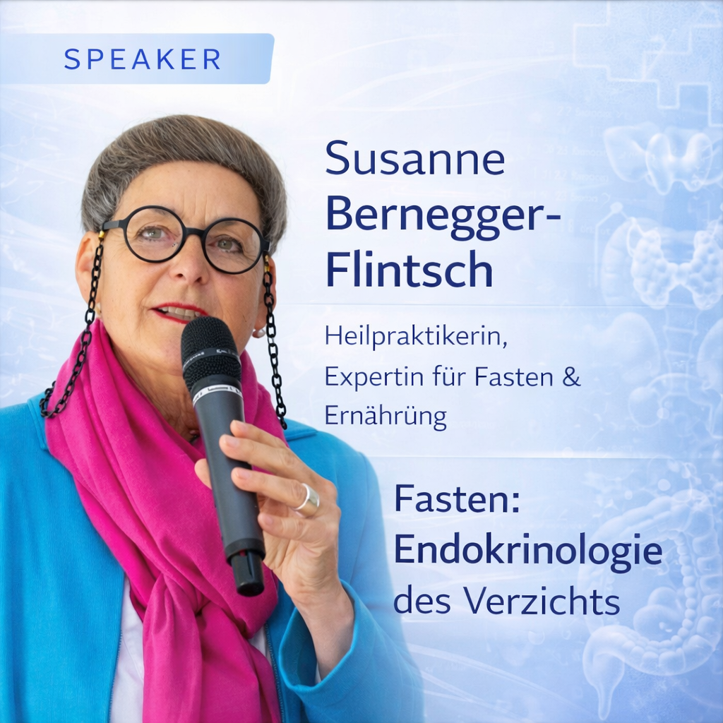 Referentin Nana, Susanne Bernegger-Flintsch, Expertin für Fasten-, Präventions- und Ernährungsmedizin, erläutert den Einfluss von Fasten auf Hormonregulation und Stoffwechselsteuerung