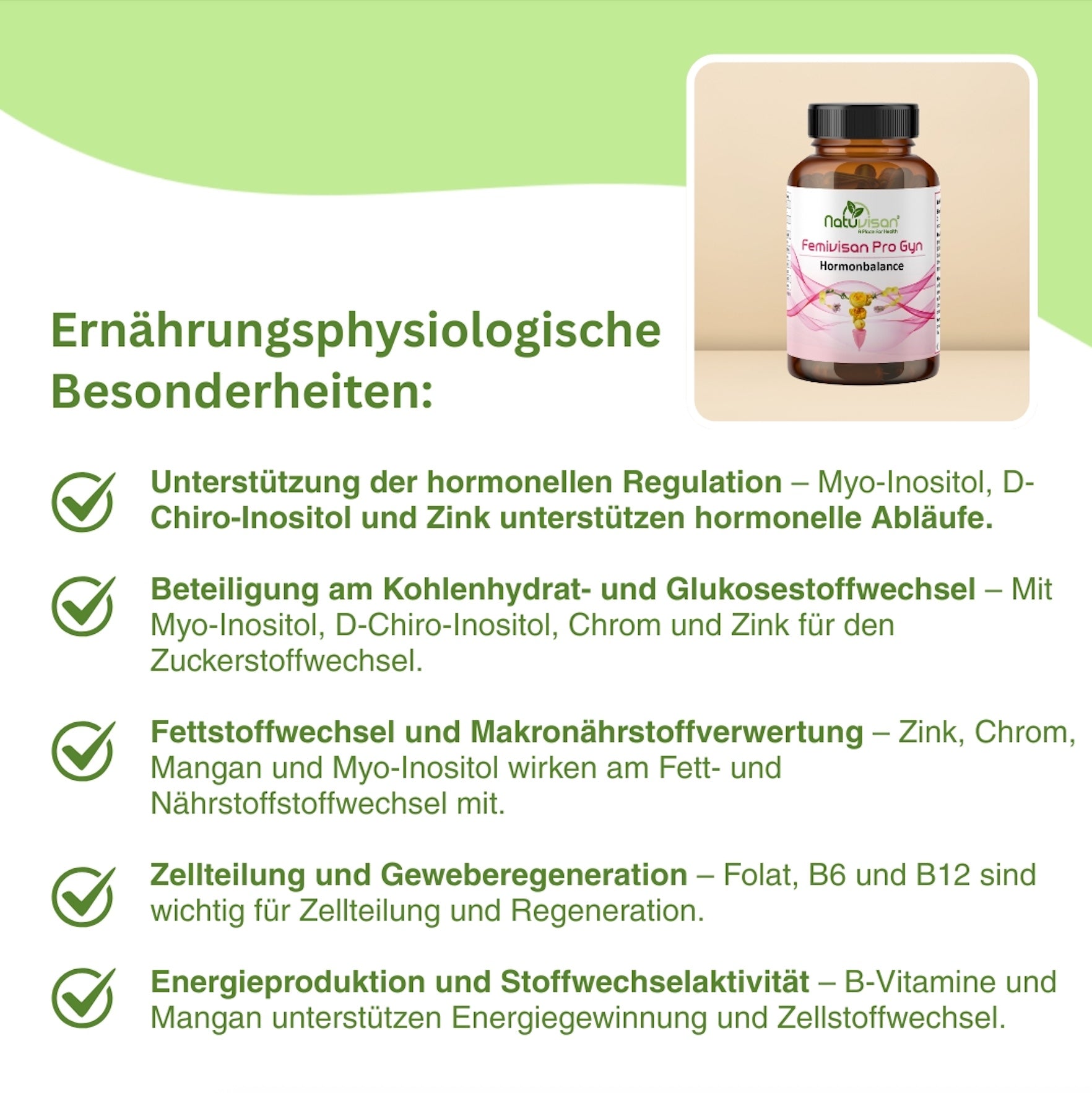 Nahrungsergänzung zur Förderung des Kohlenhydrat- und Glukosestoffwechsels – enthält Chrom, Zink, Myo- und D-Chiro-Inositol.