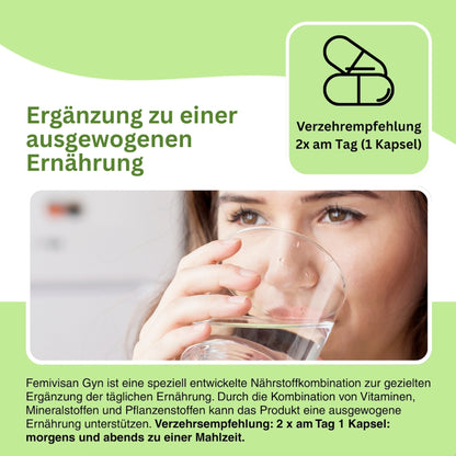 Femivisan Gyn mit Vitaminen und Mineralstoffen für Fettstoffwechsel, Zellteilung und Energieproduktion – inklusive B-Vitamine, Mangan, Zink.