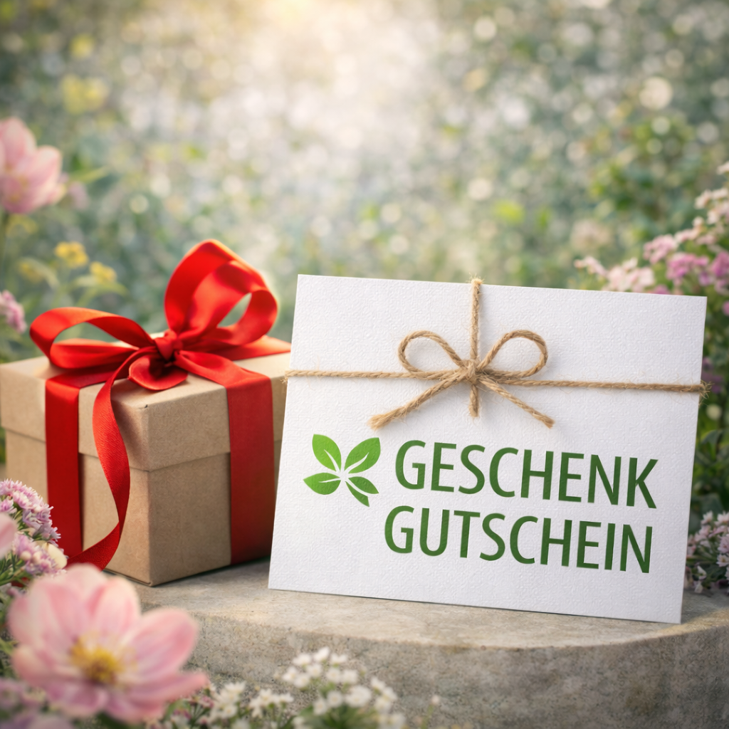 Geschenkgutschein als Symbol für Gesundheit, Wertschätzung und bewusste Fürsorge
