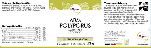 Bio-Vitalpilz Kapseln aus Agaricus blazei murill und Polyporus umbellatus, schonend verarbeitet in Deutschland
