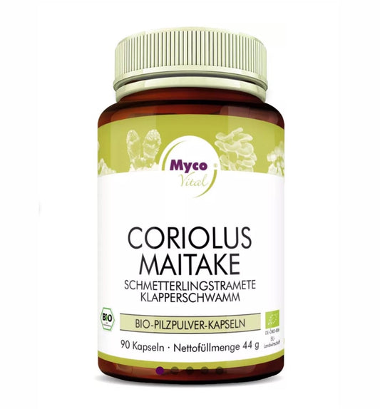 Bio Pilzpulvermischung mit Coriolus und Maitake – hochwertige Kombination zweier Vitalpilze zur natürlichen Unterstützung von Immunsystem, Mikrobiom, antioxidativem Zellschutz und Stoffwechselbalance.