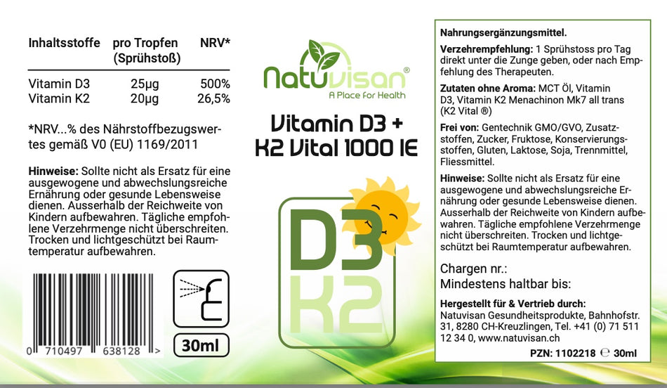 Vitamin D3 K2 MK7 all-trans Spray 1000 IE 30 ml