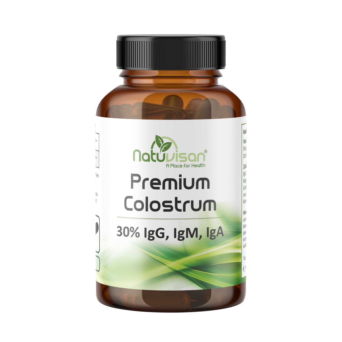 Premium Colostrum  mit 1250 mg Colostrum, Lactoferrin und Lysozym, mit 30% IgG, IgM, IgA, 60 Kapseln