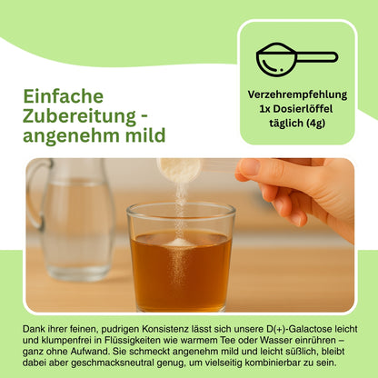 Natuvisan D(+)-Galactose – hochwertiges, leicht dosierbares Monosaccharid-Pulver zur Verwendung in Smoothies, Getränken oder beim Backen als Zuckerersatz