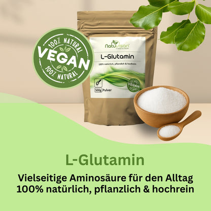 Natuvisan L-Glutamin Pulver – 100 % reine pflanzliche Aminosäure für eine bewusste Ernährung