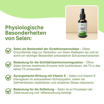 Natuvisan Selen Spray – 50 Mikrogramm pro Sprühstoß, vegan & alkoholfrei, unterstützt antioxidativen Zellschutz und Enzymfunktionen