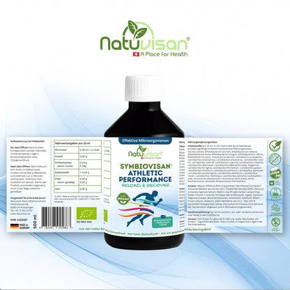 NATUVISAN Symbiovisan® Athletic – Ferment mit 33 Mikroorganismen, BCAA, Vitamin C & Magnesium für Regeneration, Leistungsfähigkeit & Mikrobiom-Balance.