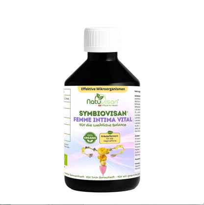 Symbiovisan® Femme Intima Vital – Natürlich fermentiertes Mikrobiom-Elixier mit Kräutern & Mikroorganismen für die weibliche Balance & Vaginalflora.