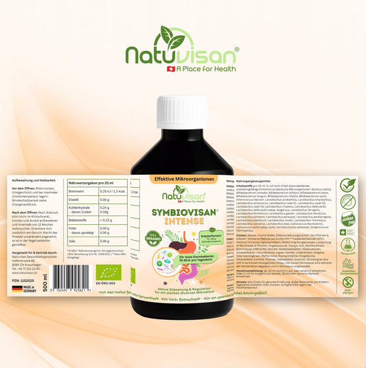 NATUVISAN Symbiovisan® Intense – Ferment mit 33+ aktiven Mikroorganismen, Molke & Bio-Kräutern für die Darm- & Mikrobiomgesundheit.